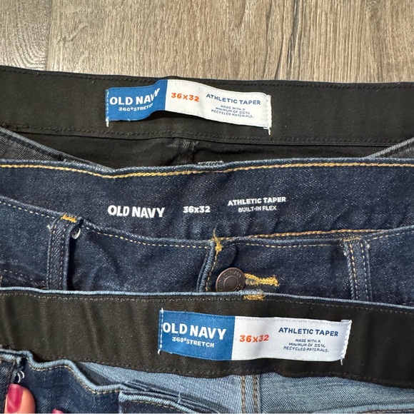 Old Navy Men's Black Blue Jeans bundle set of 3 size 36x32 athletic taper flex - Picture 3 of 11